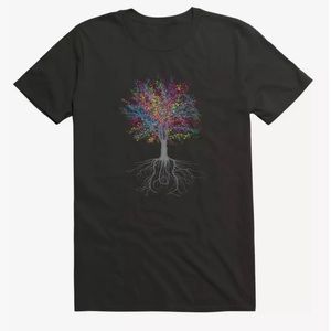 Next Level Colorful Tree Graphic Dark Gray Tee Shirt